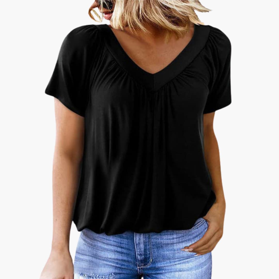 Leni | Top mit gekräuseltem V-Ausschnitt