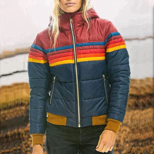 Sabrina | Gestepptes Jacke mit Retro-Streifen