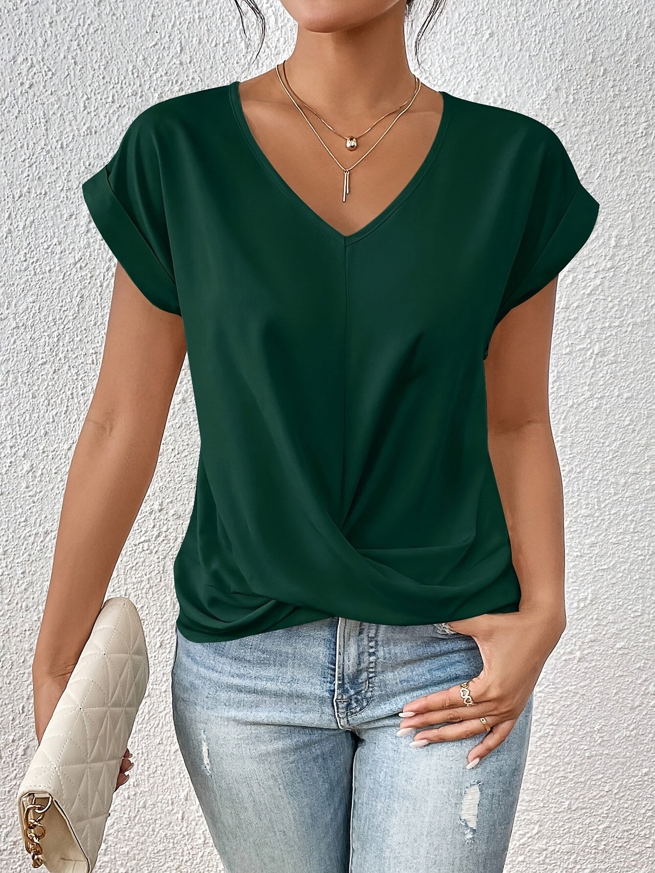 Helena | Lässiges T-Shirt mit herzförmigem Ausschnitt