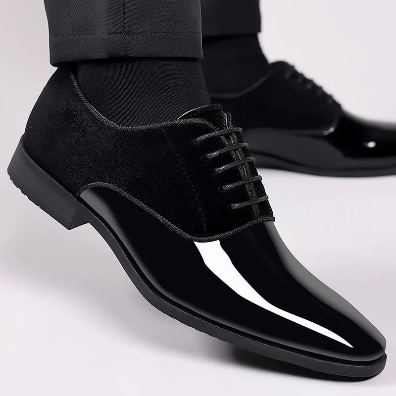 Luxe Herren Lackschuhe | PU-Lack & Samt | Elegant & Festlich