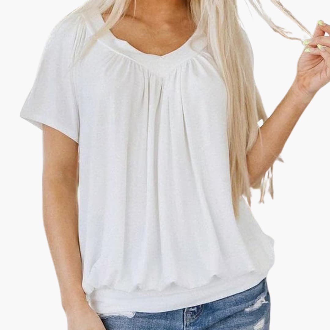 Leni | Top mit gekräuseltem V-Ausschnitt