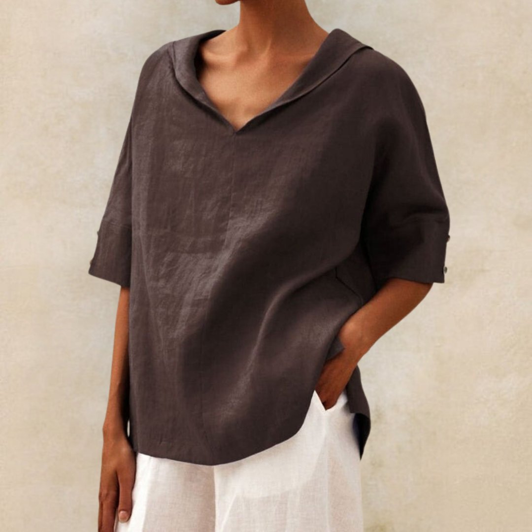 Lena | V-Ausschnitt Leinenbluse