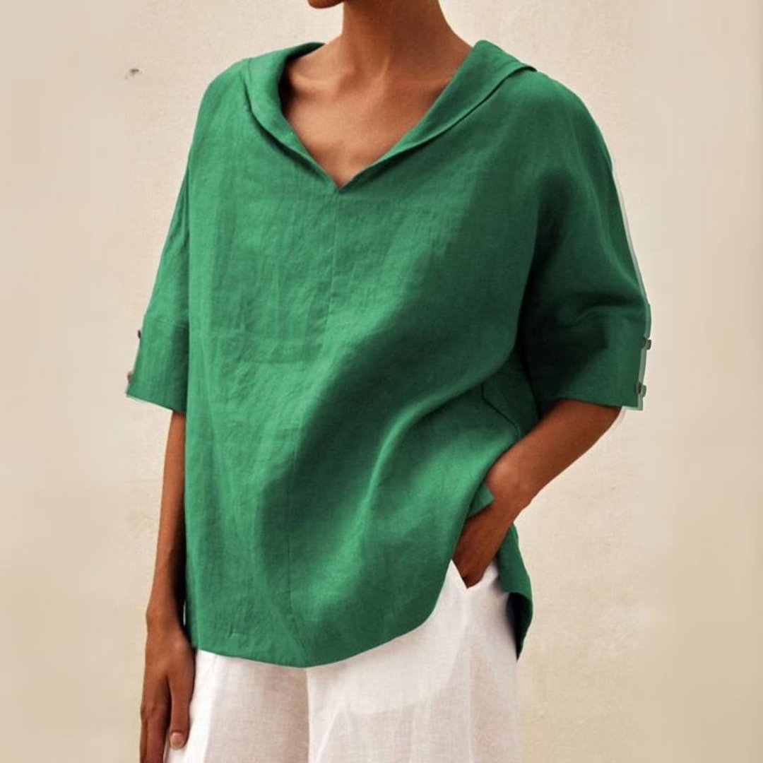Lena | V-Ausschnitt Leinenbluse