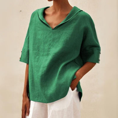 Lena | V-Ausschnitt Leinenbluse
